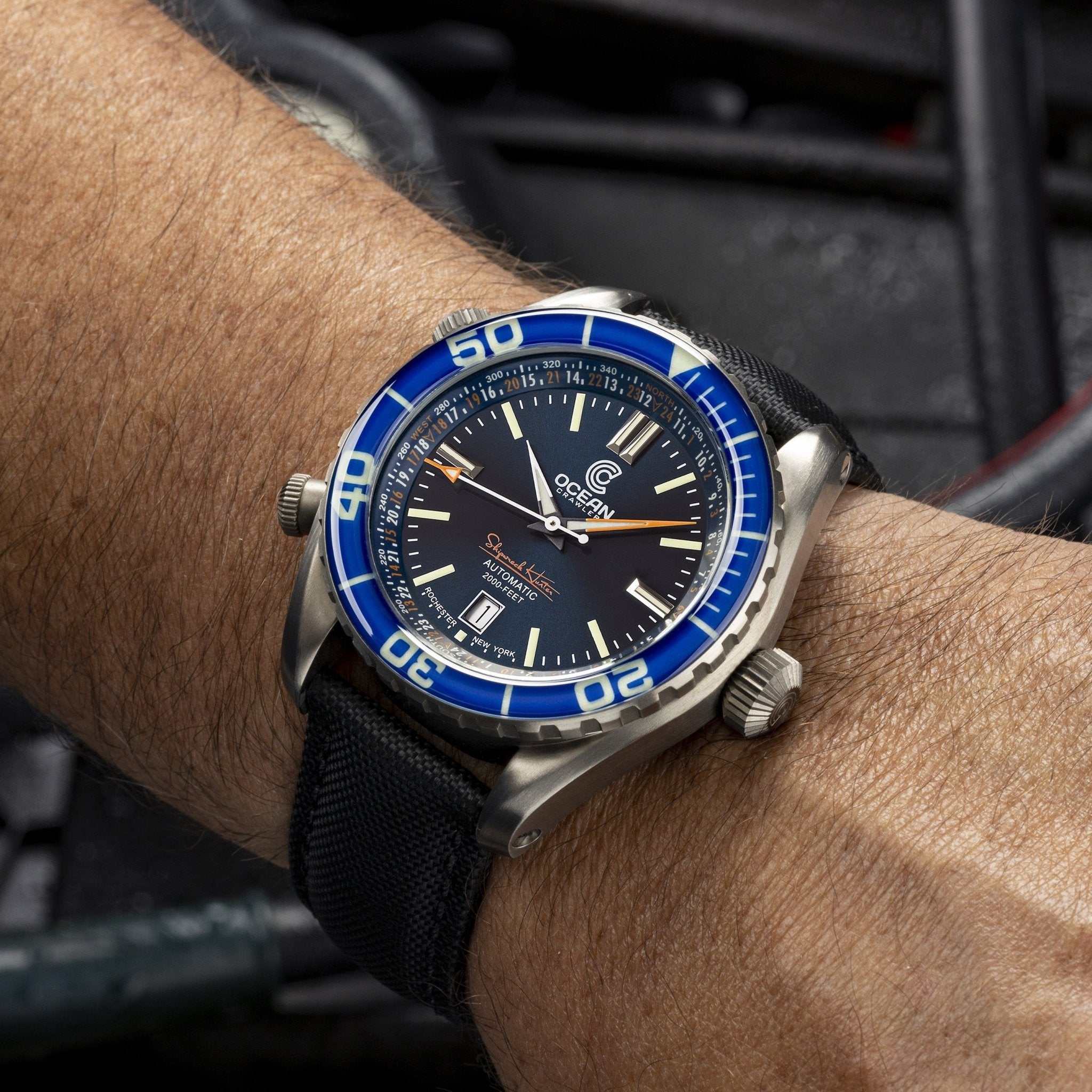 Ocean Crawler Ocean Navigator 45 - Blue Bezel - Preorder - Ocean Crawler Watch Co.
