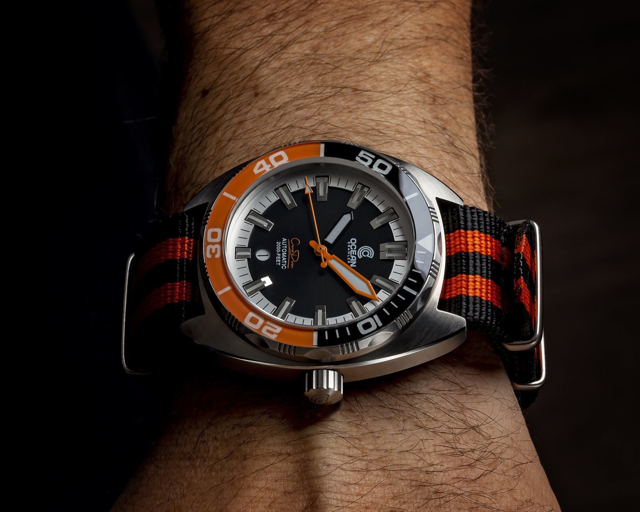 Ocean Crawler Orange/Black NATO Strap - 22mm - Ocean Crawler Watch Co.