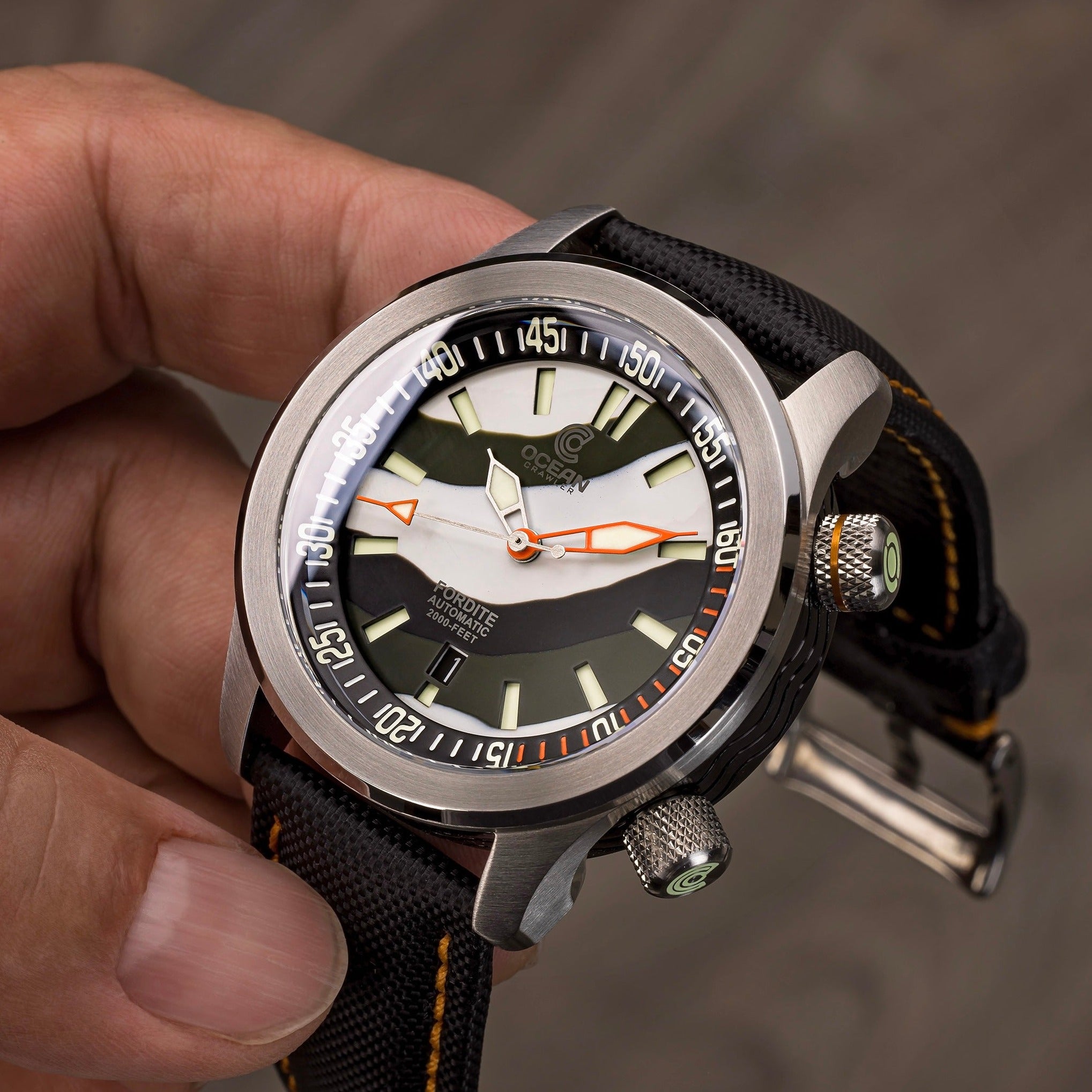 Ocean Crawler Paladino WaveMaker - Prototype - Fordite - Ocean Crawler Watch Co.