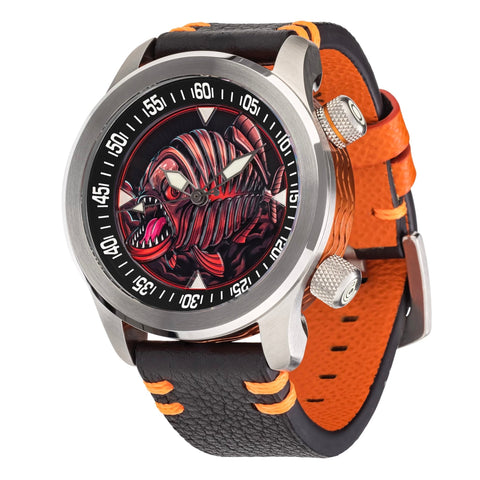 Ocean Crawler Piranha - Orange - Black Inner Bezel - Only 5 Left! - Ocean Crawler Watch Co.