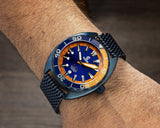Ocean Crawler Shark Mesh With Ratchet Extension Clasp - Blue DLC - 22mm - Ocean Crawler Watch Co.