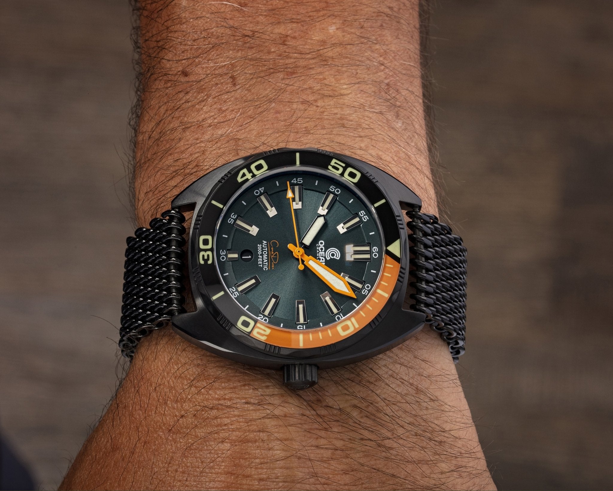 Ocean Crawler Shark Mesh With Ratchet Extension Clasp - DLC - 22m - Ocean Crawler Watch Co.