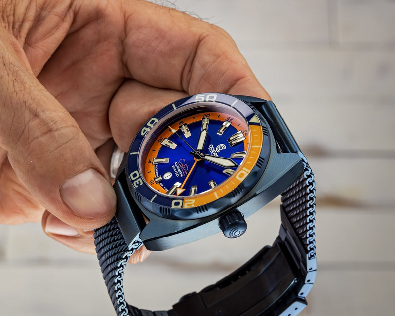 Ocean Crawler Shark Mesh With Straight Ends - Blue DLC - 22mm - Ocean Crawler Watch Co.
