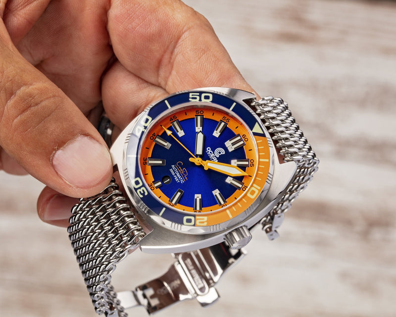 Ocean Crawler SS Blue/Orange - Ocean Crawler Watch Co.