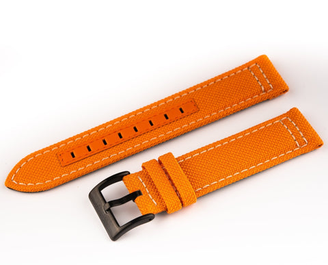 Orange canvas strap with signed PVD buckle for the Ocean Navigator - 20mm - Ocean Crawler Watch Co.
