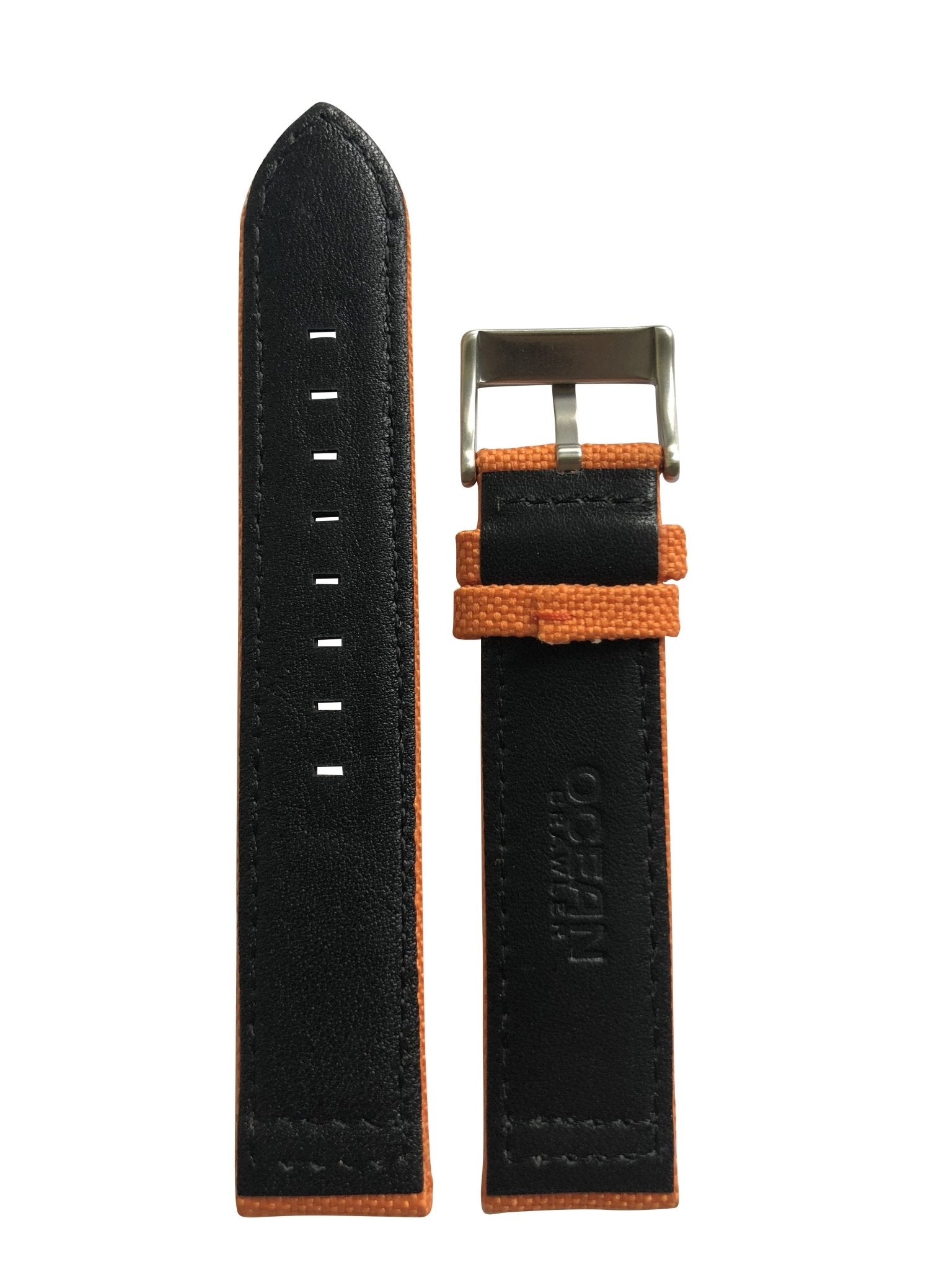 Orange canvas strap with signed stainless steel buckle for the Ocean Navigator - 20mm - Ocean Crawler Watch Co.