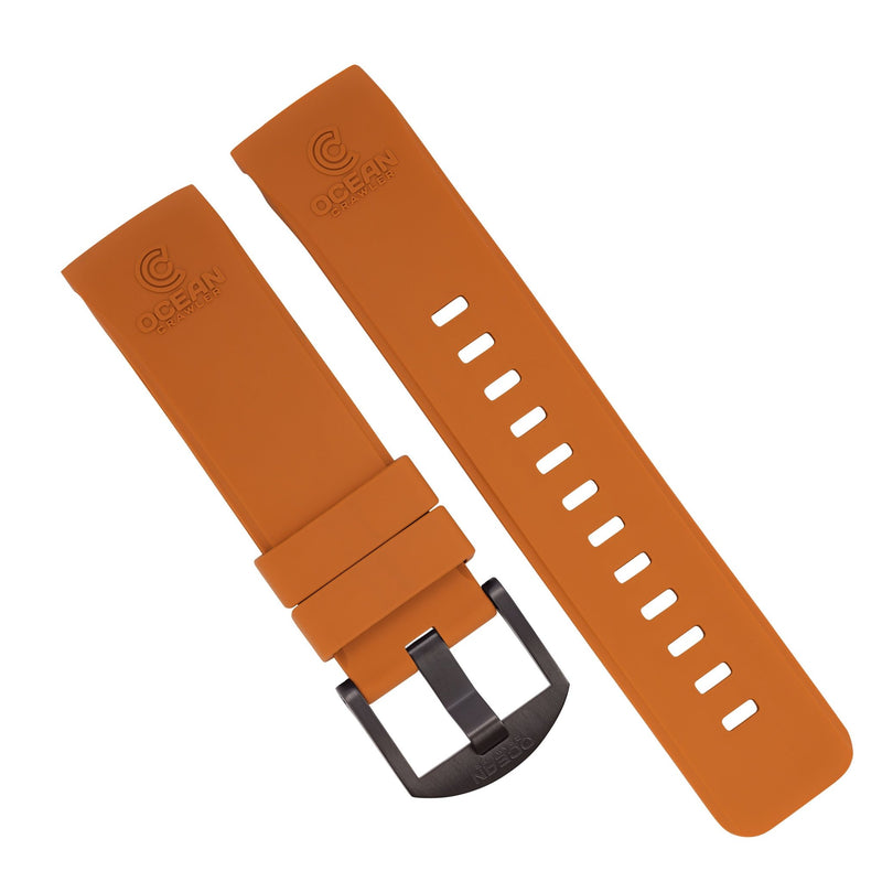 Orange Fitted Rubber Strap for Core Diver - DLC Buckle - 22mm - Ocean Crawler Watch Co.