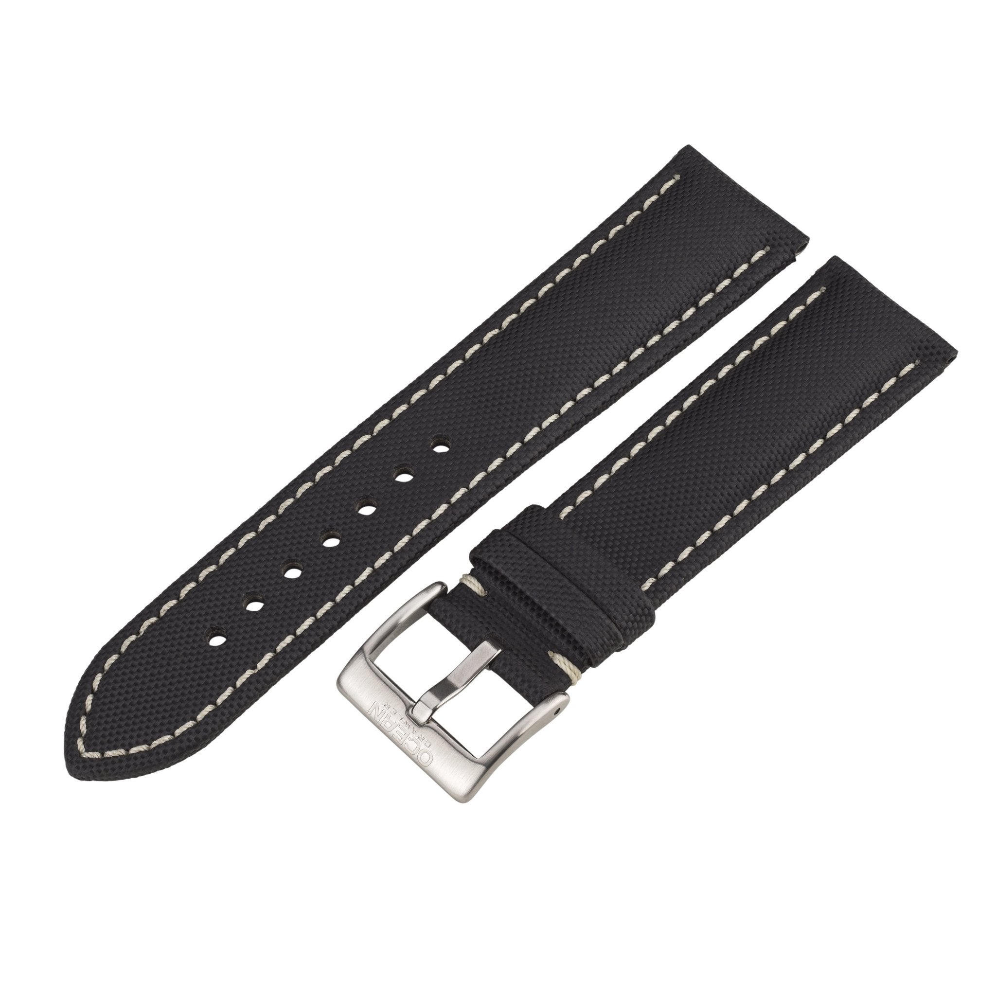 Water Resistant Black/White Ocean Crawler Kevlar Strap - 22mm - Ocean Crawler Watch Co.