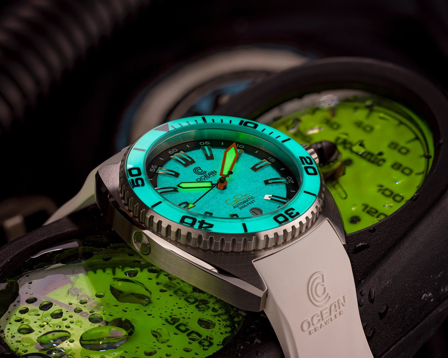 White Fitted Rubber Strap for Core Diver - SS Buckle - 22mm - Ocean Crawler Watch Co.